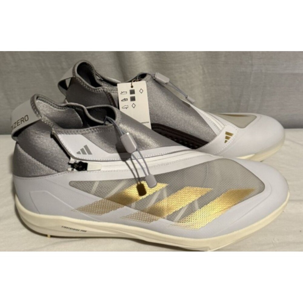 NEW Adidas Adizero Impact + BSB Baseball Cleats White Gold Metal Mens Size 16